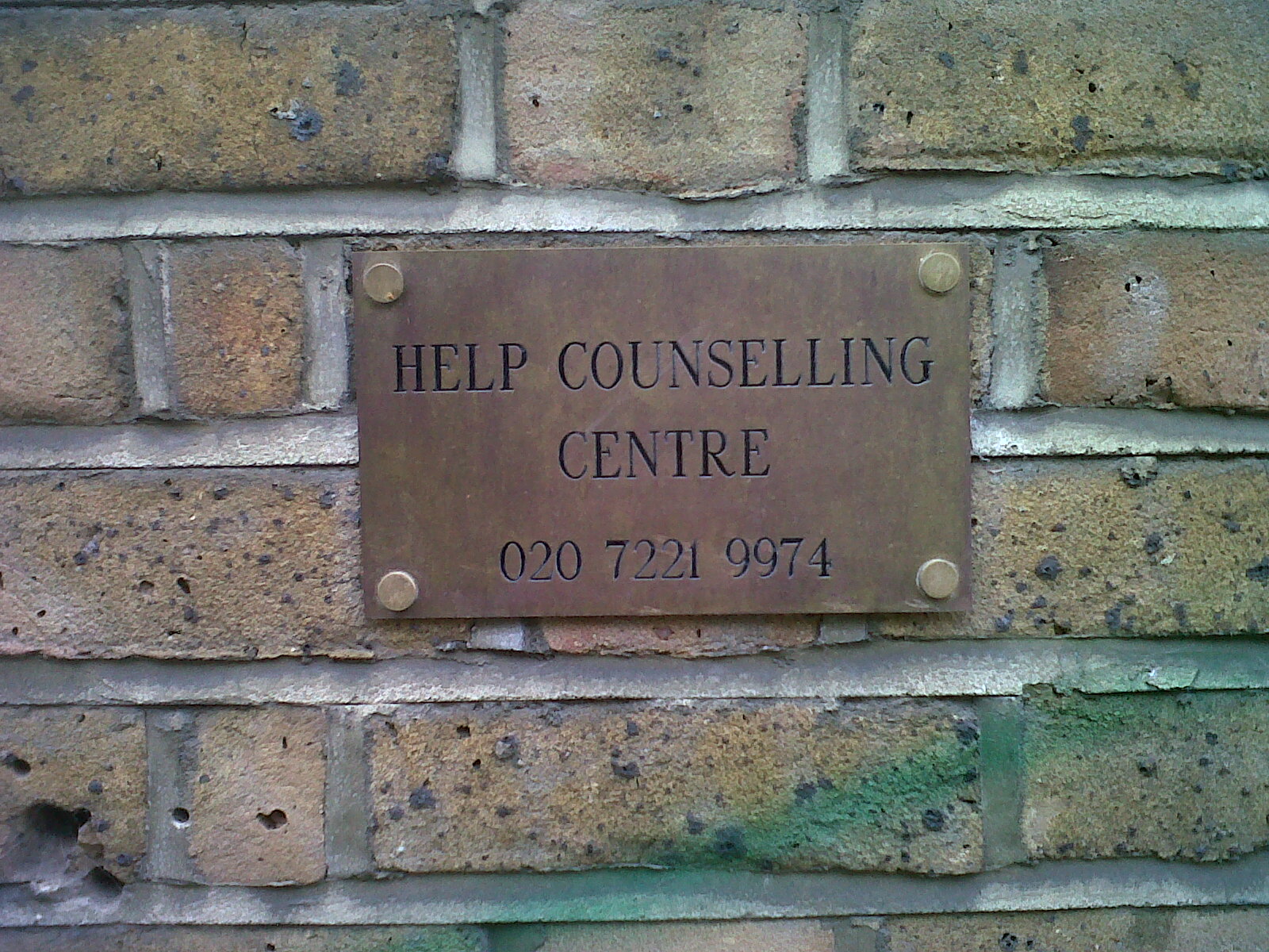 Help Counselling Centre plaque on wall Help Counselling